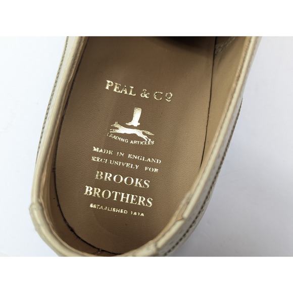 Peal Co Dress Shoes Mens 10 D Brooks Brothers Oxford Beige Wingtip Classic - Picture 13 of 15